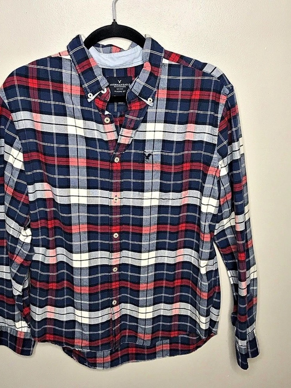 American Eagle Outfitters Classic Fit Men's Plaid Button Down Sz Large